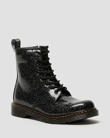 Black Kids' Dr Martens Youth 1460 Glitter Lace Up Boots | CA 707ILH